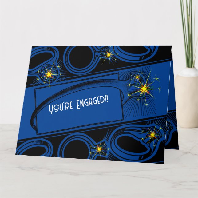 Carte Félicitations à votre Fiançailles ! (Bleu Foncé) (Devant)