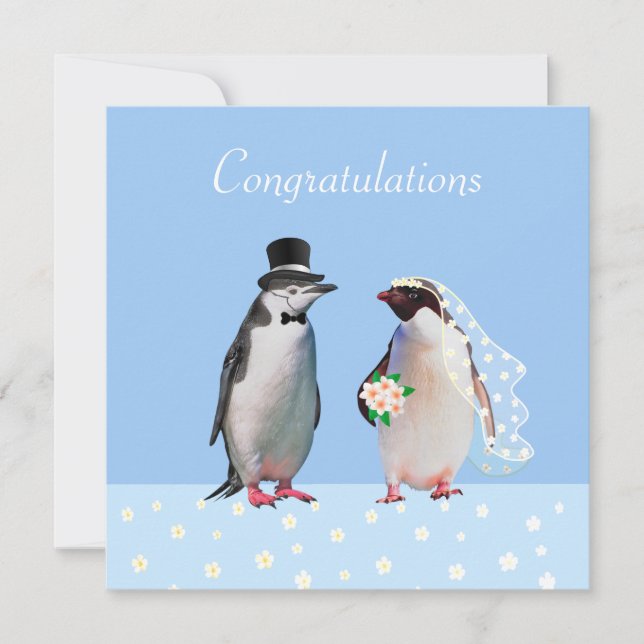 Carte Félicitations à votre Mariage et Penguin Couple (Devant)