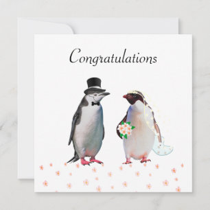Carte Félicitations à votre Mariage et Penguin Couple
