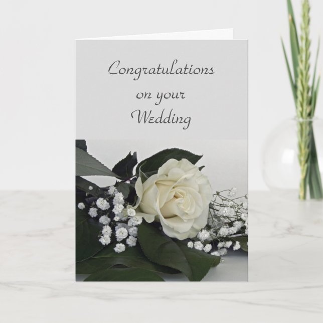 Carte Félicitations à votre Mariage White Rose (Devant)