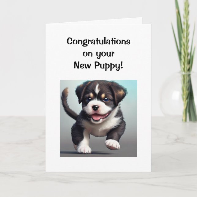 Carte Félicitations à votre nouveau chien chiot (Devant)