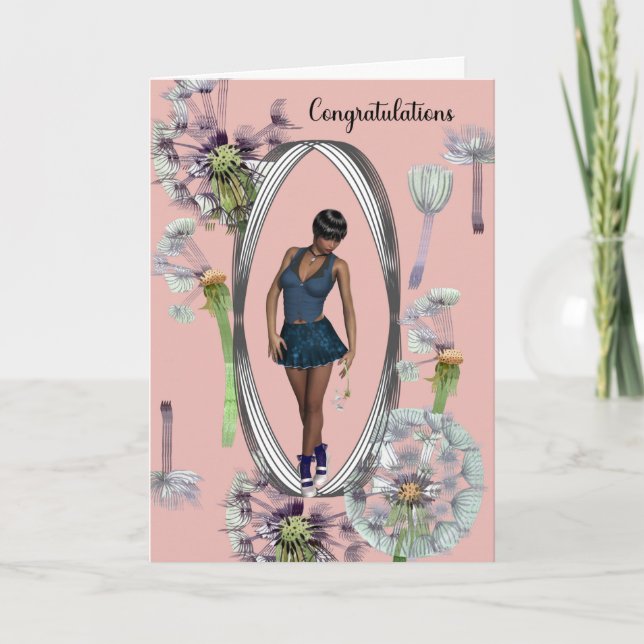 Carte Félicitations à Young Black Girl (Devant)