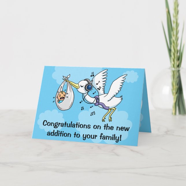 Carte Félicitations amusantes nouveau bébé Stork (Devant)