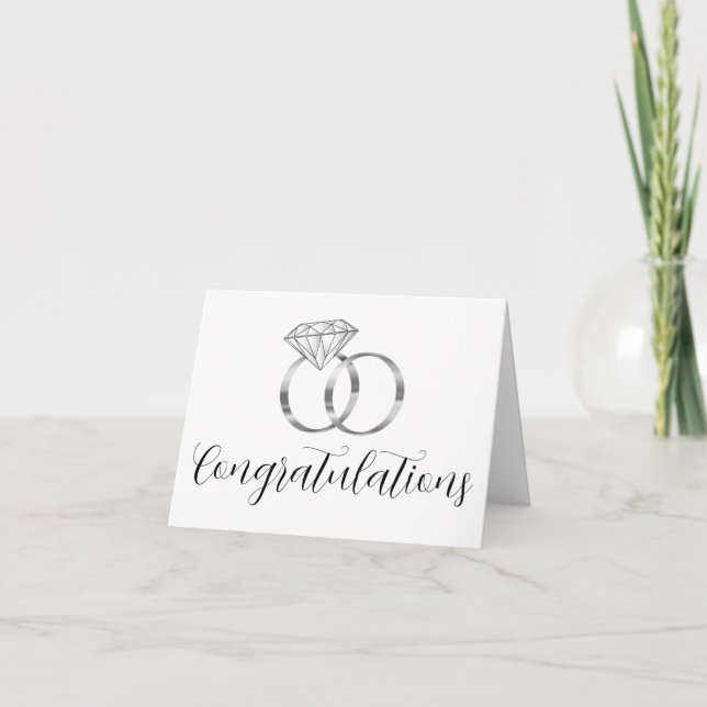 Carte Félicitations Argent Diamond Mariage Cercles (Devant)