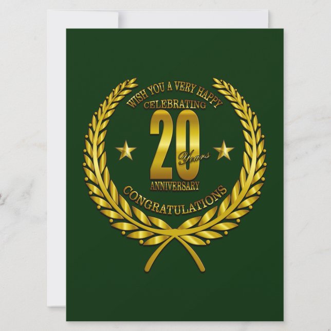 Carte Félicitations au 20e anniversaire (Devant)