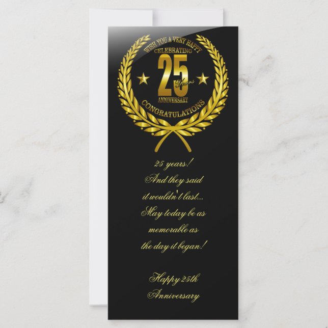 Carte Félicitations au 25e anniversaire (Devant)