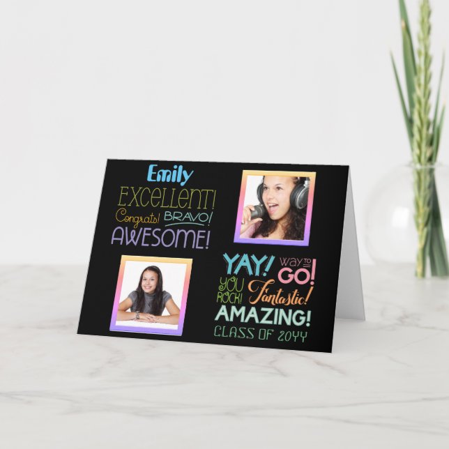 Carte Félicitations au COLLAGE PHOTO de réussite de l'ex (Devant)