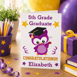 Carte Félicitations au diplômé de 5e thème violet et or