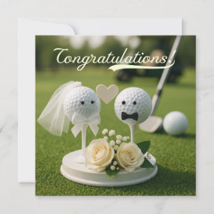Carte Félicitations au Mariage de golf avec marié et mar