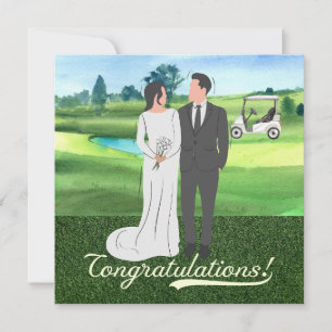 Carte Félicitations au Mariage de golf avec marié et mar