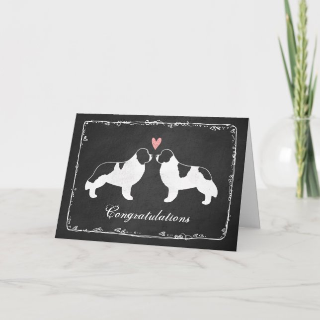 Carte Félicitations au Mariage des chiens de Terre-Neuve (Devant)