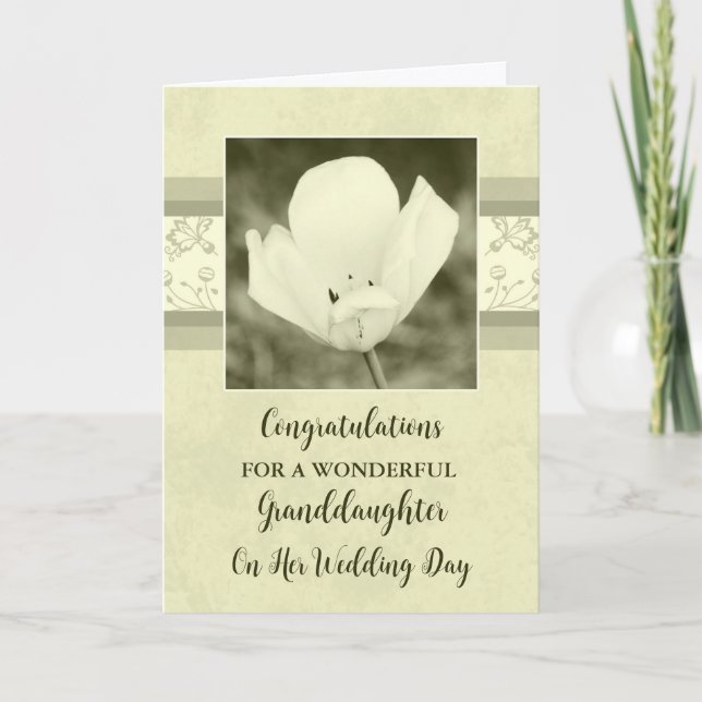 Carte Félicitations au Mariage Floral Blanc (Devant)
