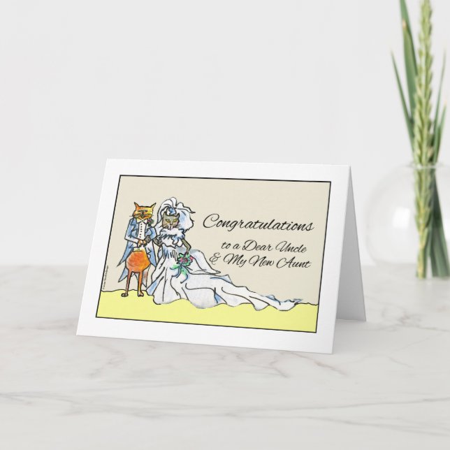 Carte Félicitations au Mariage pour oncle, nouvelle tant (Devant)