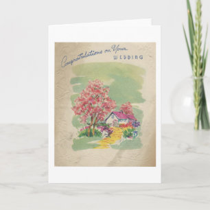 Carte Félicitations au mariage vintage