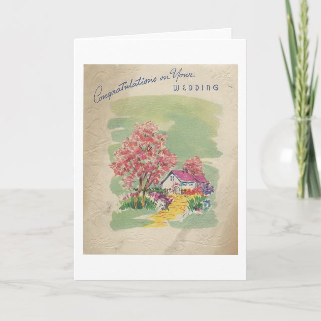 Carte Félicitations au mariage vintage (Devant)