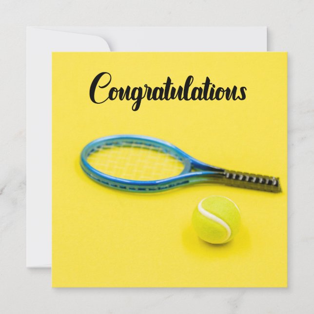 Carte Félicitations au tennis en jaune (Devant)