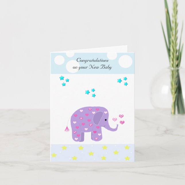 Carte Félicitations aux bébés éléphants (Devant)