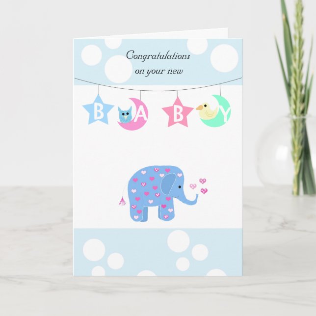 Carte Félicitations aux bébés éléphants (Devant)