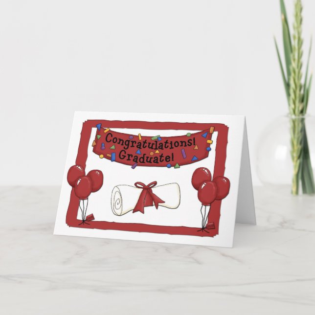Carte Félicitations aux diplômés Rouge (Devant)