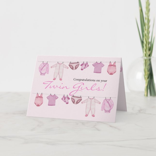Carte Félicitations aux filles jumelles (Devant)