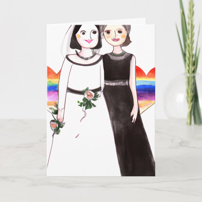Carte Félicitations aux jeunes mariés | Mariage lesbien (Devant)