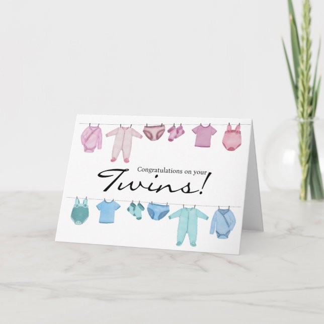 Carte Félicitations aux jumeaux garçons/filles (Devant)