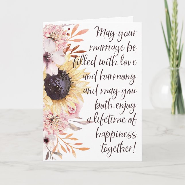 Carte Félicitations aux Mariages des tournesols vibrants (Devant)