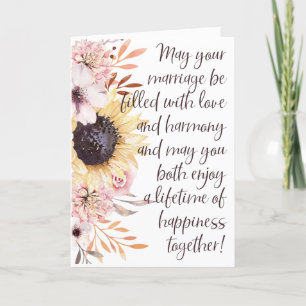 Carte Félicitations aux Mariages des tournesols vibrants