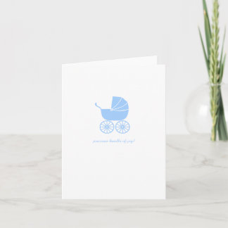 Carte Félicitations Baby Shower Chariot Bleu