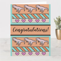 Félicitations Baby shower T-Rex Motif cardiaque
