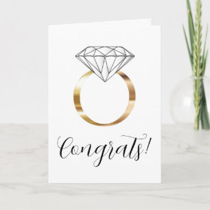 Carte Félicitations Bague de Mariage Or Diamant