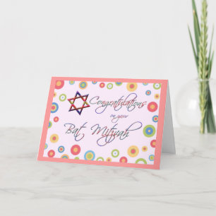 Carte Félicitations/batte Mitzvah-Colorée et amusement