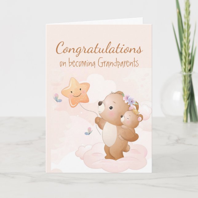 Carte Félicitations Bébé Amusant Mignonne Ours Animaux G (Devant)