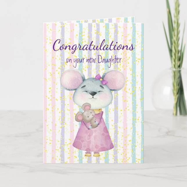 Carte Félicitations Bébé Amusant Mouris Souris Animal Fi (Devant)