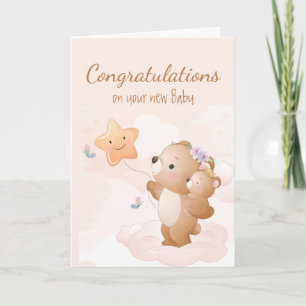 Carte Félicitations Bébé Amusants Bête Ours Animaux Pare