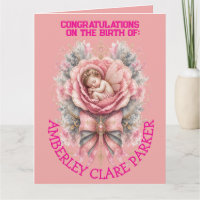 Félicitations Bébé Fée fille Rose Rose Naissance
