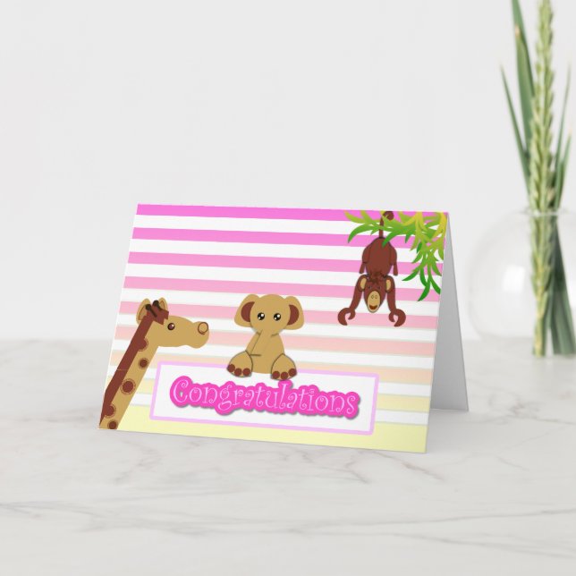 Carte Félicitations, Bébé Fille - Customisé (Devant)