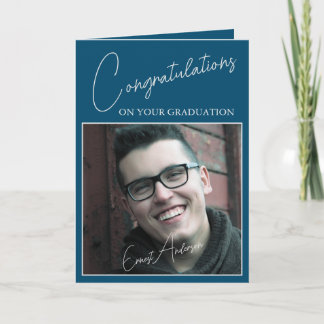 Carte Félicitations Blue Graduate Photo Graduate Graduat