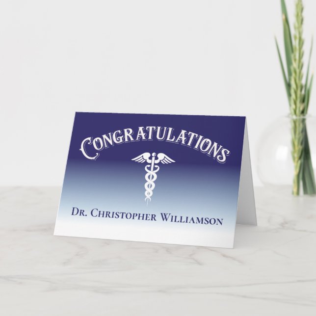 Carte Félicitations Blue Médicale Docteur Graduate (Devant)