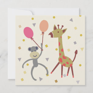 carte félicitations Caïn avec ballon et giraffe