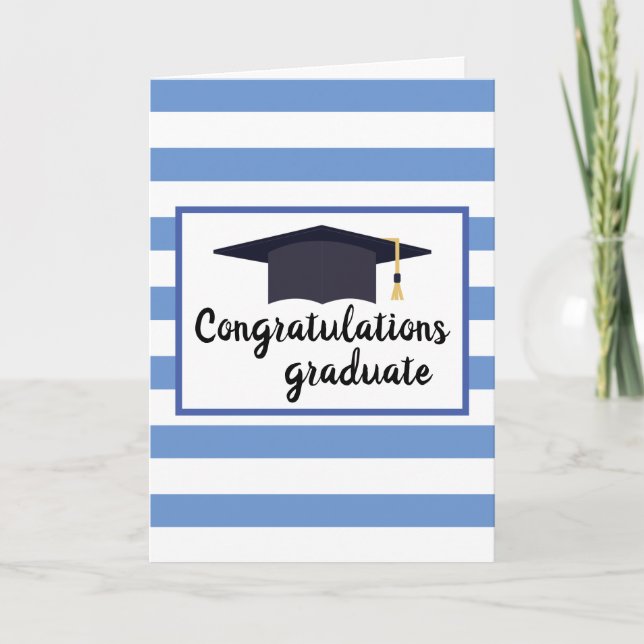 Carte Félicitations Casquette De Graduation Avec Bleu De (Devant)