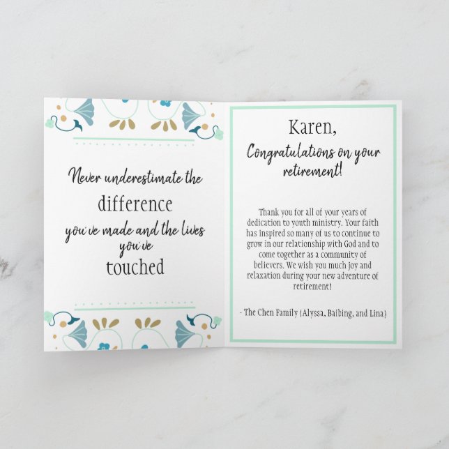 Carte Félicitations catholiques pour la retraite (Intérieur)