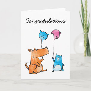 Carte Félicitations Chat et Chien