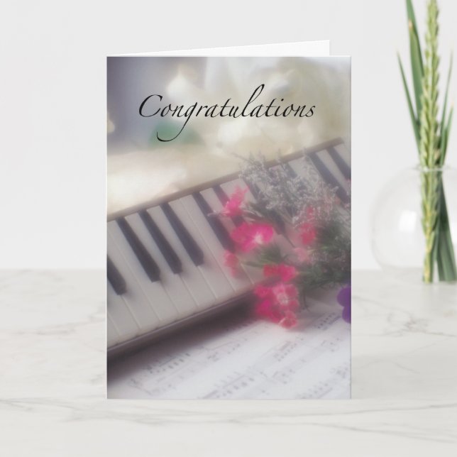 Carte Félicitations Clavier, avec Fleurs (Devant)