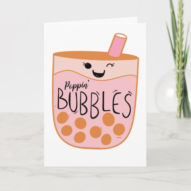 Carte Félicitations Cute Boba Bubble Tea (Devant)