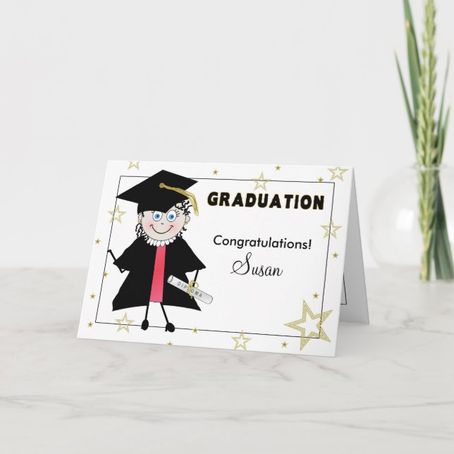 Carte FÉLICITATIONS DE DIPLÔME - Bright Eyed Graduate (Devant)