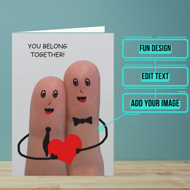 Carte Félicitations de Mariage avec les Doigts d'u (Send your love and congratulations with a modern and unique twist.)