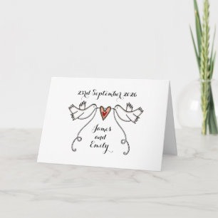Carte Félicitations de mariage Cœur d'amour de colombes