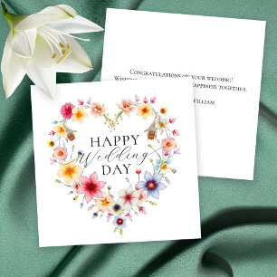 Carte Félicitations de mariage de printemps au cœur flor