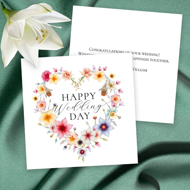 Carte Félicitations de mariage de printemps au cœur flor (Créateur téléchargé)